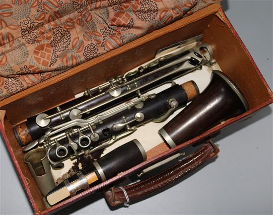 A blackwood clarinet by E.J.Albert, Brussels, fifteen key simple system